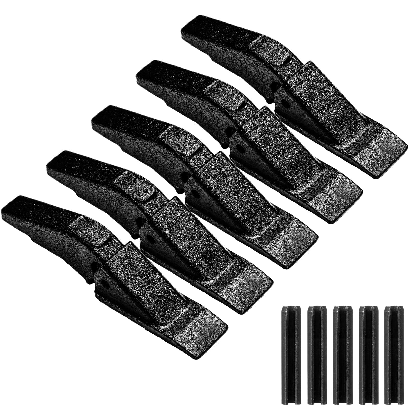 Photo 1 of Hicarer 5 Sets Wear Parts 2A Bucket Shanks 2AH Tractor Bucket Teeth with Pins Weld-on Flush Mount Back Hole Excavator Digging Teeth Adapter Replacement Parts