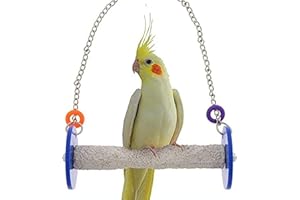 Sweet Feet and Beak Roll Bird Swing - Pumice Perch Bird Toys Trims Nails and Beaks, Safe and Non-Toxic Bird Cage Accessories for Small and Large Birds, Swinging Toys Birds Will Love, Small 7.5 Inches