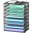 9-Tier Paper Organizer Letter Tray with Handle, Mesh File Organizer Paper Sorter Holder, Desk Organizer for Office Home School, Black