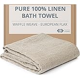 Thing Stories Pure 100% Linen Bath Towel - 30x60-inch Lightweight Travel Towel - Linen Beach Towel Waffle Weave Quick Dry Hair Towel - Thin Towels for Bathroom