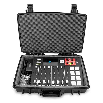 Casematix Waterproof Mixer Carry Case Fits Rode Rodecaster Pro Podcast Production Studio and Adapter - Hard Carry Case With Padded Foam