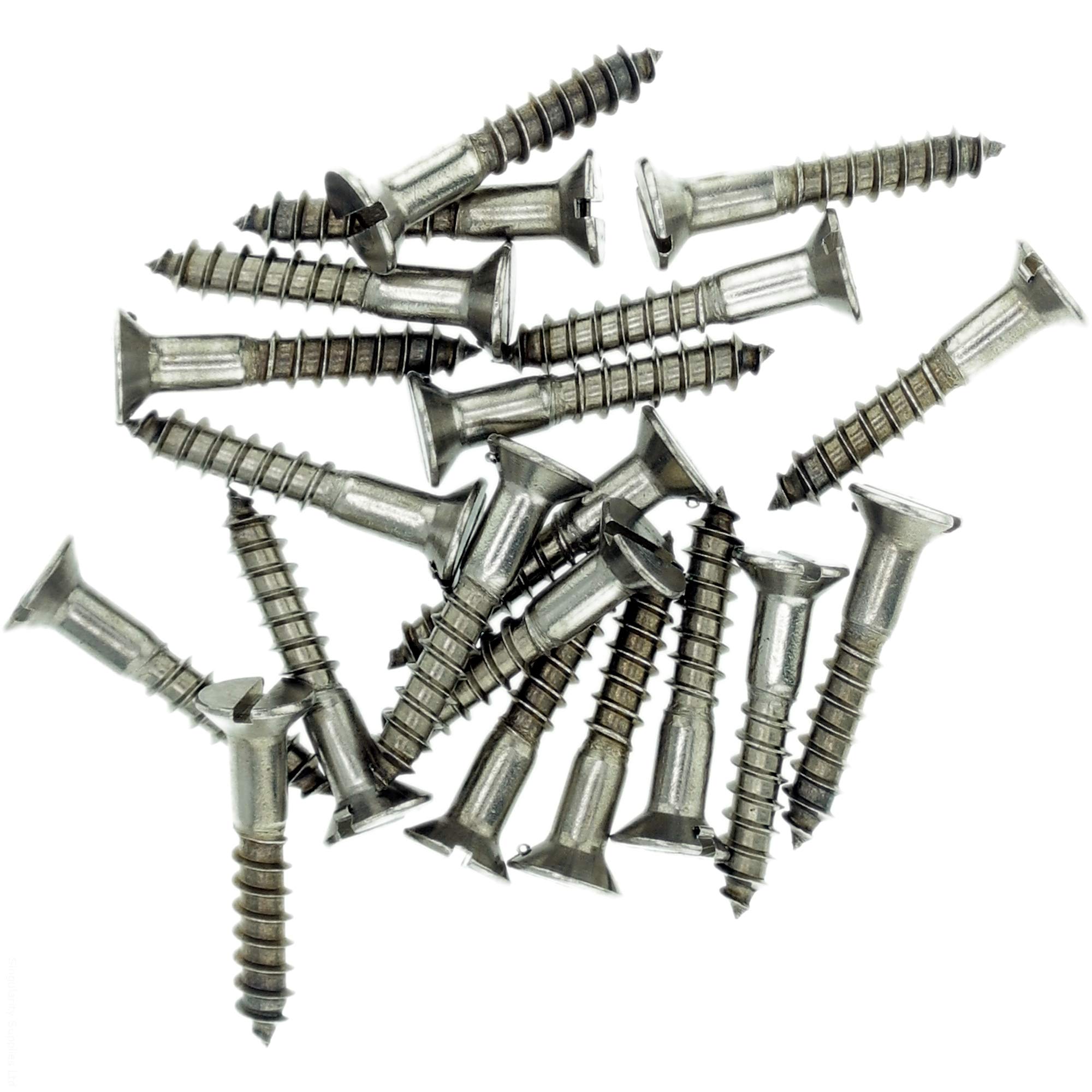 No.9 x 2.75 (4.5mm x 70mm) Slot Countersunk Wood Screw - Stainless Steel (A2) (Pack of 20)