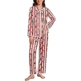 Ekouaer Satin Pajama Set Long Sleeve Button Down Pj Sets Ruffle Silk Valentine Pajamas for Women