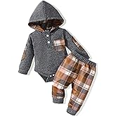 Renotemy Newborn Baby Boy Clothes Infant Boy Outfits Baby Hoodie Romper Fall Winter 0 3 6 9 12 18 Months Baby Clothes for Boy
