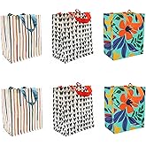Earthwise Reusable Grocery Shopping Bags Extremely Durable Multi Use Large Stylish Fun Foldable Water-Resistant Totes in Spring Flowers (2 of each Print- 6 bags)