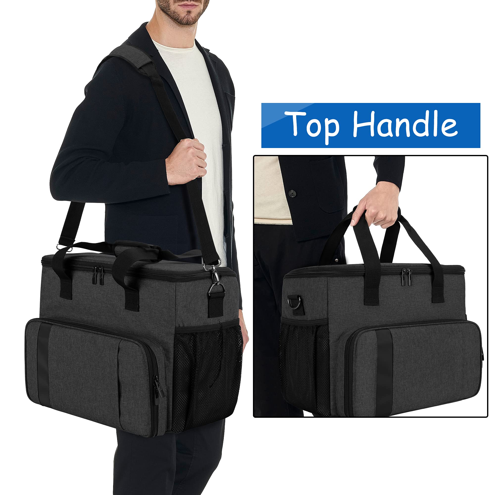 CURMIO Tragetasche für PS5, PS4, PS4 Pro, Xbox Series S, Xbox One and Xbox 360, Tragebare Aufbewahrungstasche für PlayStation Konsole, PS5 Reisetasche für Controller, Kabel (Leere Tasche), Schwarz 4