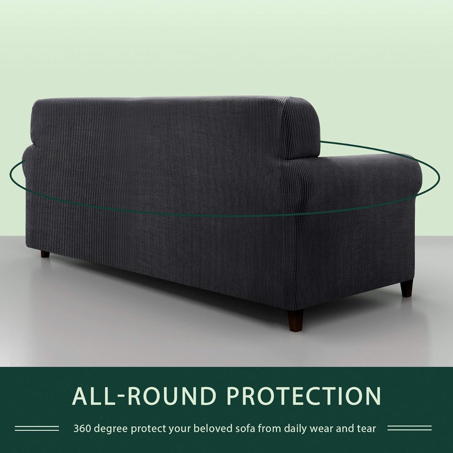 CHUN YI Stretch Sofa Slipcover 2-Piece Couch Cover Furniture Protector,Arm Chair Loveseat Coat Soft with Elastic Bottom, Checks Spandex Jacquard Fabric, X-Large, Gray: Furniture & Decor