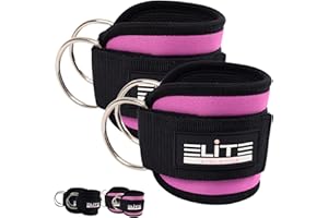 Elite Athletics Ankle Straps for Cable Machine (Pair), Adjustable Ankle Cuffs for cable Kickbacks