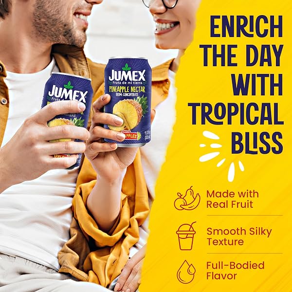 JUMEX PINEAPPLE JUICE NECTAR – MADE WITH FRESH FRUIT PUREE FROM CONCENTRATE FOR TROPICAL FRUIT SMOOTHIE MIX, COCKTAIL MIXERS & KIDS DRINKS & BEVERAGES – 11.3OZ, 24 PACK PINEAPPLE JUICE CANS