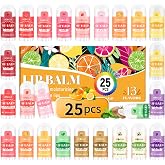 HCKLM Mini Lip Balm 25 Pcs,Natural Lip Balms with Vitamin E and Coconut Oil | Moisturizes for Dry Lips,13 Flavors Mini Chapstick Perfect for Birthday Party Favors Gift Bags and Small Gifts