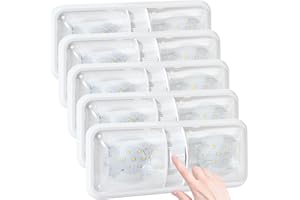 XPORTION RV Lights Interior, 12 Volt Led Lights 700LM, 8W Camper Lights, RV Ceiling Double Dome Light with Switch for RV/Camper/Car/Trailer/Boat, Natural White, 5Pack.