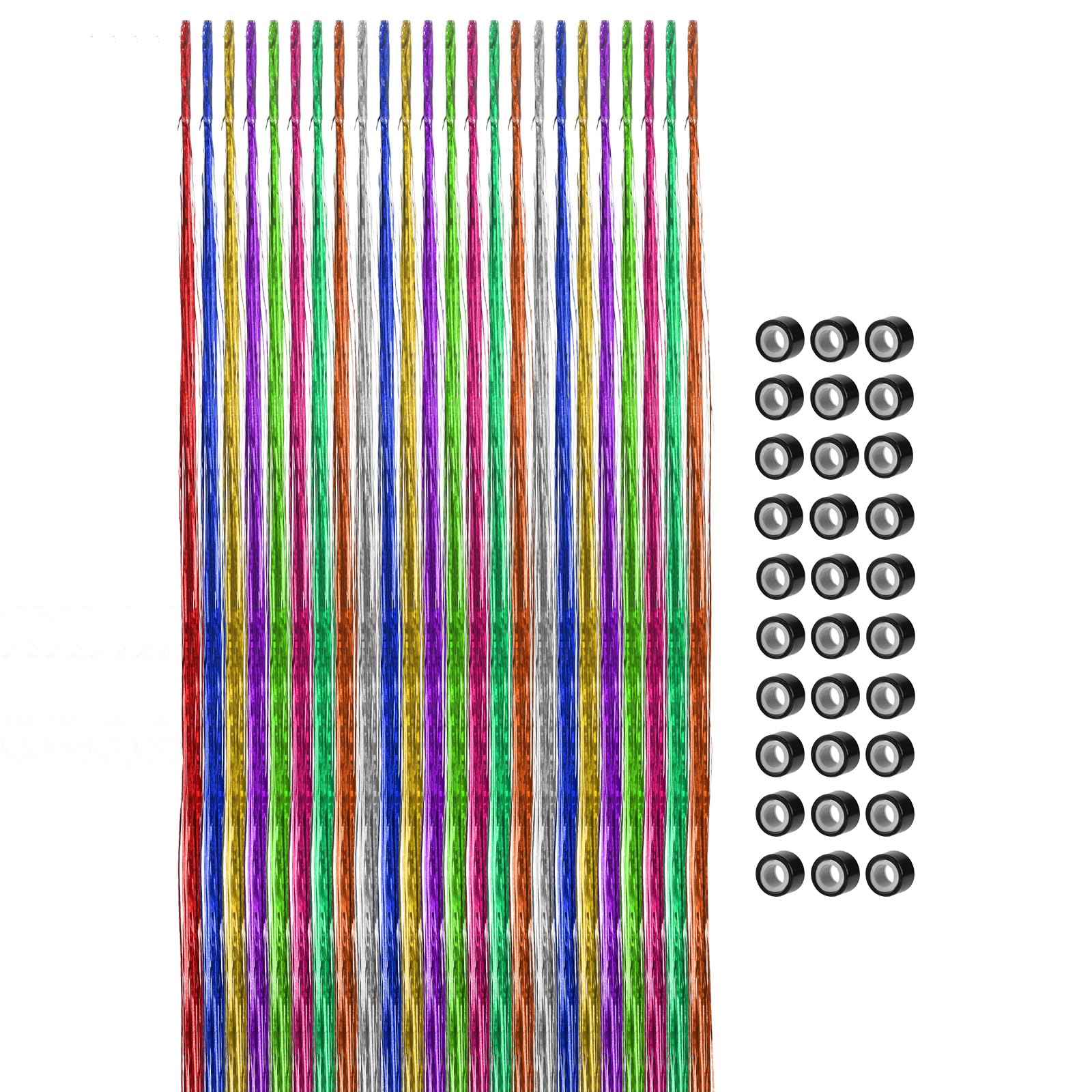 90pcs Horse Bling Accessory Set, Colorful Horse Mane and Tail Tinsel Tassel Horse Hair Extensions Bling Pony Hair Tinsel Decorations for Western Wedding Bride Horses Celebrations