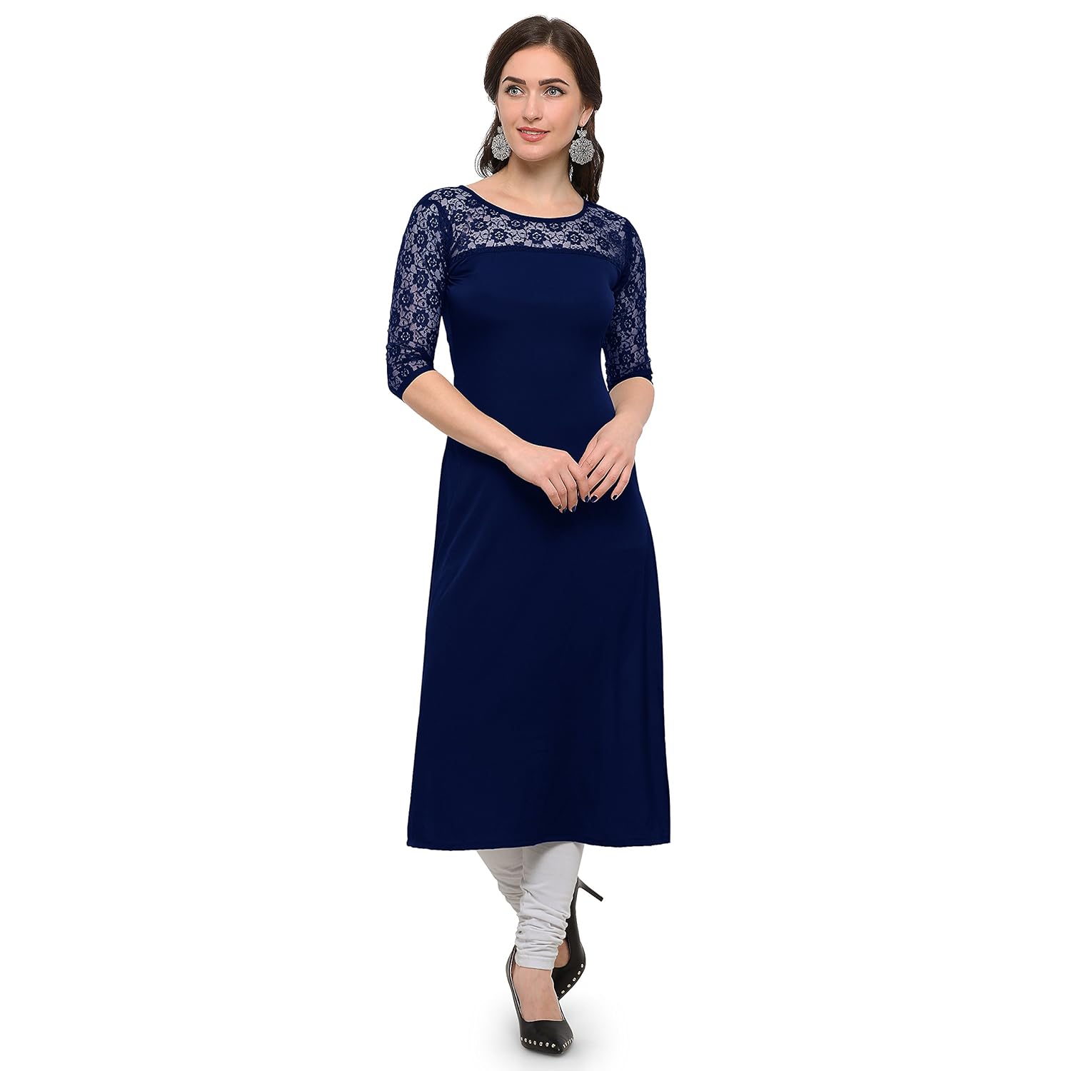 brahmani creation casual kurti for women - crepe straight kurta women - blue