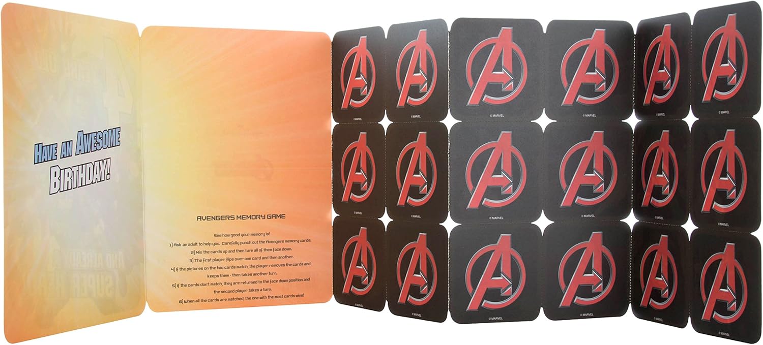 Hallmark 4th Birthday Card, MARVEL Superheroes, With Activity, Blue, Multicolor, 15.9 x 22.8 cm - Image 3