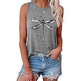 Hount Womens Casual Loose Graphic Comfy Tank Tops Summer Basic T-Shirts Sleeveless Shirts Tunic Tops