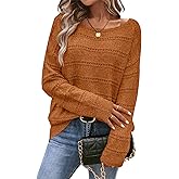 Tulsizjy Sweaters for Women Long Sleeve Boat Neck Soft Oversized Sweater Tops Casual Outfits