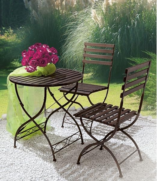 Amazon.de Bistro Gartenmöbel 2 Klappstühle und 1 Klapptisch 'Moira