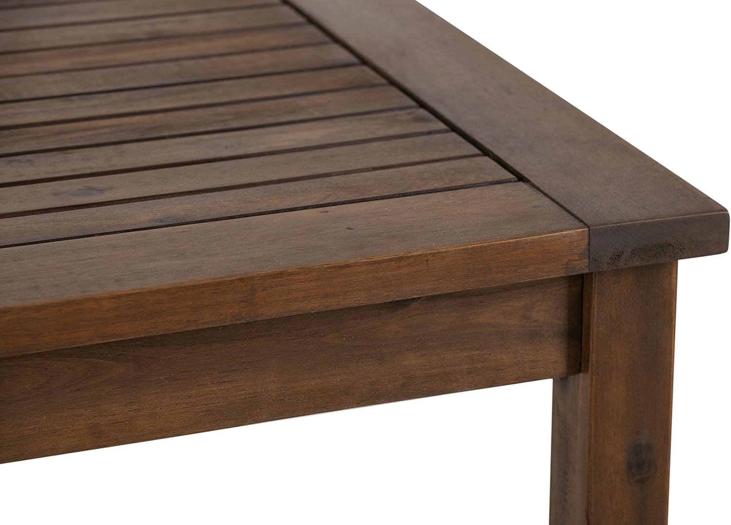 Walker Edison Dominica Contemporary Slatted Outdoor Dining Table, 34 Inch, Dark Brown : Garden & Outdoor
