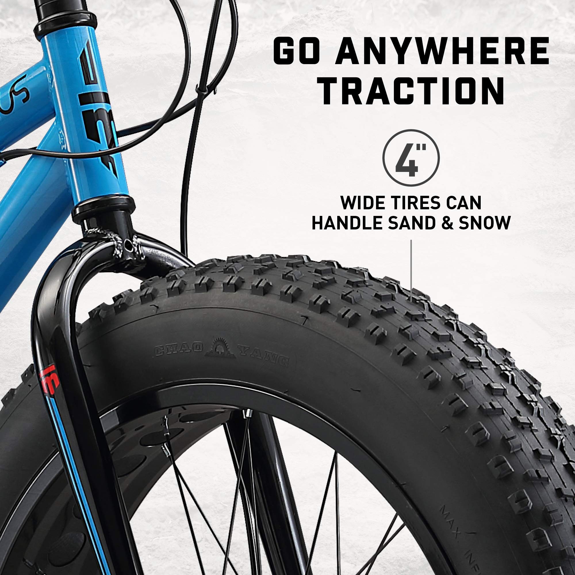Mongoose Argus Trail or ST Fat Tire Mountain Bike, 20, 24 or 26 Inch Bike for Kids and Adults, 7 or 16 Speed, Aluminum or Steel Frame, Knobby Mountain Fat Tires, Mechanical Disc Brakes