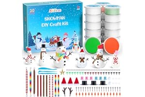ARTPAR 20 Pack Modeling Clay DIY Snowman Kit,Air Dry Clay Snowman Crafts for Kids,Christmas Stocking Stuffers for Kids,Christ