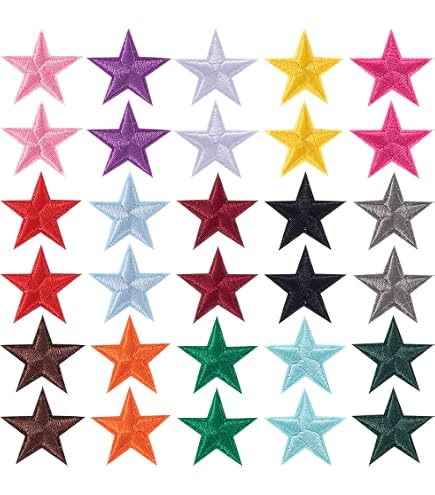 FAZHBARY 12-Pack Star Iron-On Patches - Patriotic Chenille Stars For 4th Of July Decor, Clothing & Crafts