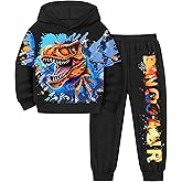 TyeSmo Toddler Boy Clothes Dinosaur Print Hoodies Long Sleeve Toddler Clothes for Boys Tie-Dye T-Rex Sweatpants Outfits 3-7Y