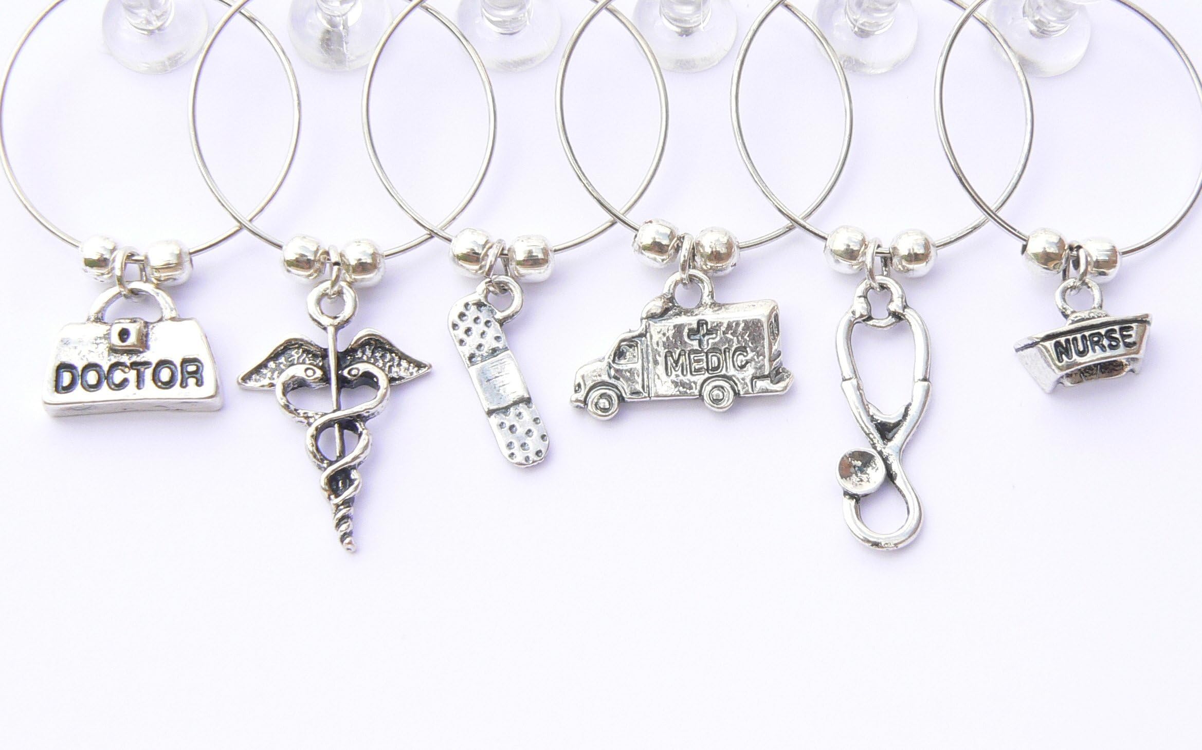 Occasions EmporiumOccasions Emporium Medical Wine Glass Charms - Silver Plated