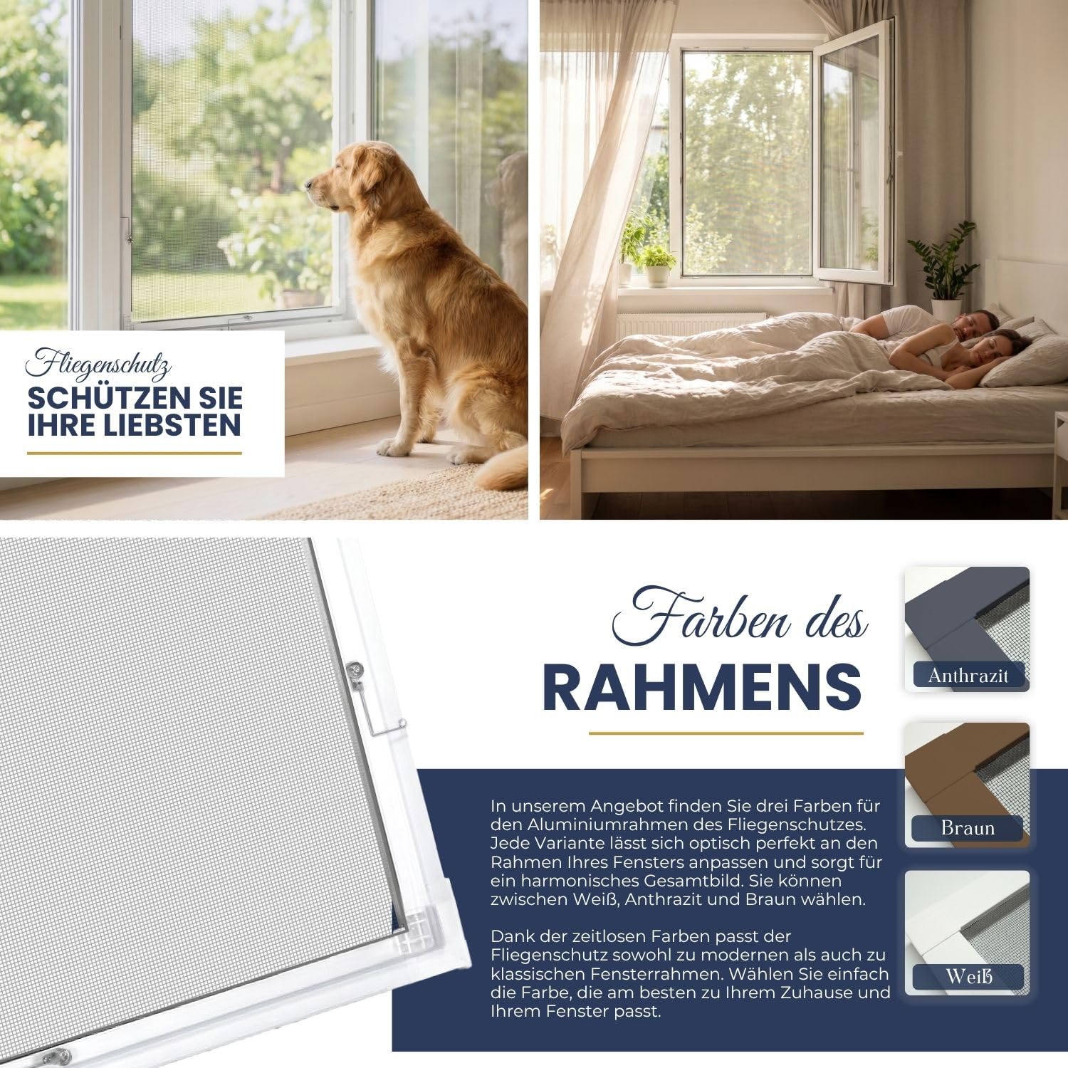 Rollmayer Fliegengitter Fenster Aluminiumrahmen Insektenschutz Fenster Selbstbausatz zuschneidbar stabiles Aluminium Moskitonetz Fliegenschutz einfache Montage (Weiß - 100 x 120 cm - BxH) 6