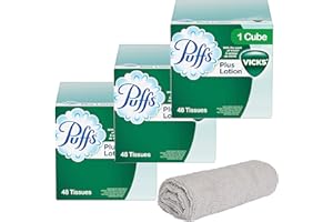 PURPUR Puffs Vicks Plus Lotion Facial Tissues 3 Cubes (48 Tissues per Box), Soft Lotion Tissue