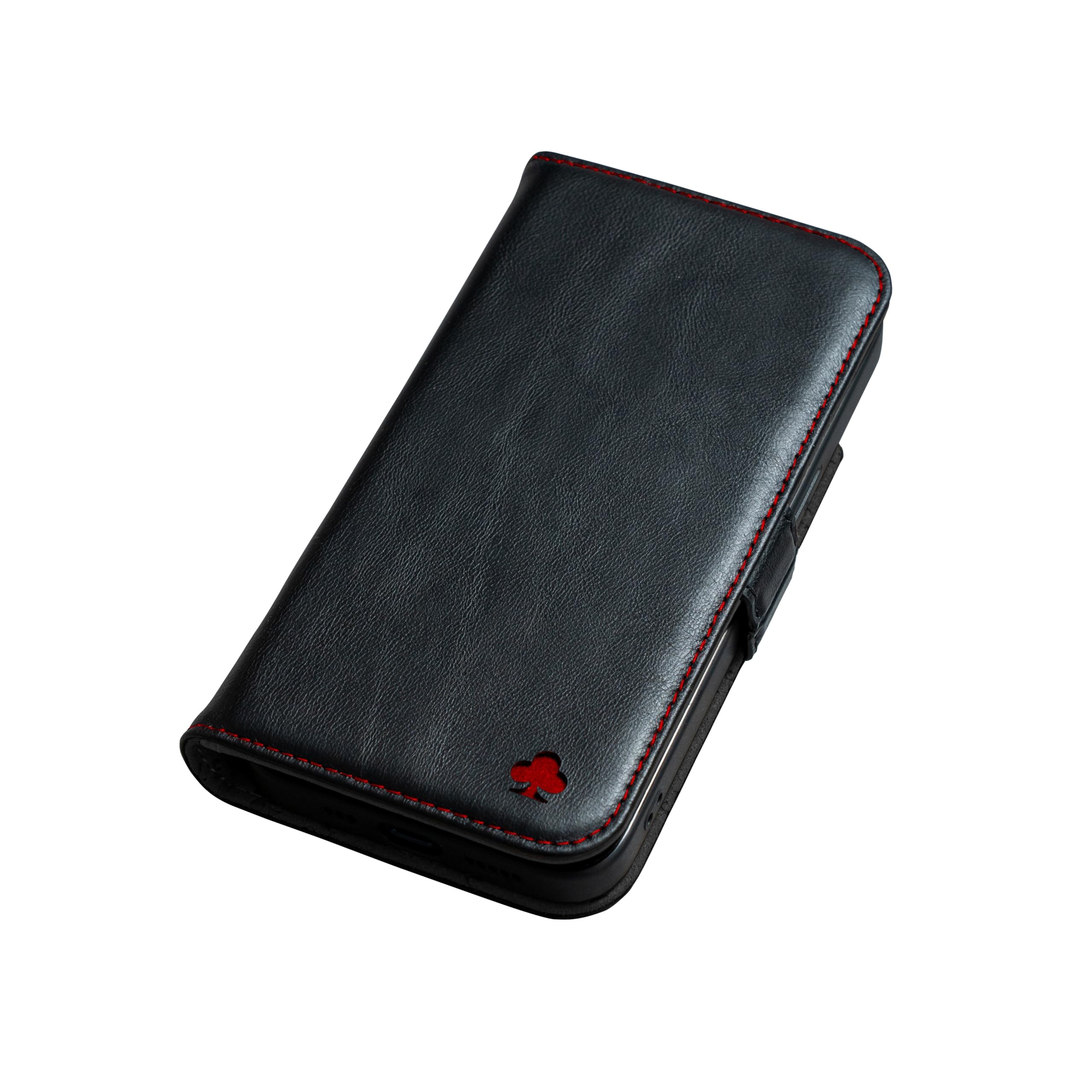 PORTER RILEY - Leather Case for iPhone SE 2022/20 and iPhone 8 / iPhone 7. Premium Genuine Leather Stand/Cover/Wallet/Flip Case (Black, Red)