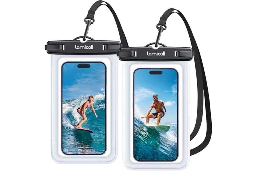Lamicall Waterproof Phone Pouch Case - [2 Pack][Easy Lock & Heavy Duty] IPX8 Water Proof Cell Phone for Beach, Swimming Equip