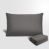 Stretch Pillowcases - Micro Jersey Knit & Ultra Soft Grey Pillow Cases, Standard Size - Set of 2, Heather Gray