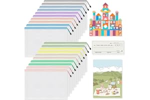 Umriox 20PCS Mesh Zipper Pouch, A4 Size 10 Colors in Plastic Waterproof Zipper Bags, Clear Zipper Pouches for Organization Office Supplies Home Travel Storage