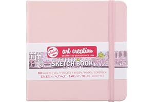 Royal Talens T9314-014M 441750 Talens Art Creation Sketchbook, Drawing Notebook, 4.7 x 4.7 inches (12 x 12 cm), Pastel Pink