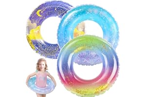 ANNDOFY Pool Floats Kids 3 Pack, Inflatable Swim Rings for 4-10 Years Old GirlsPool Tubes Toys, Pool Floats Ring Toys, Summer Beach Swimming Pool Floats Party Supplies