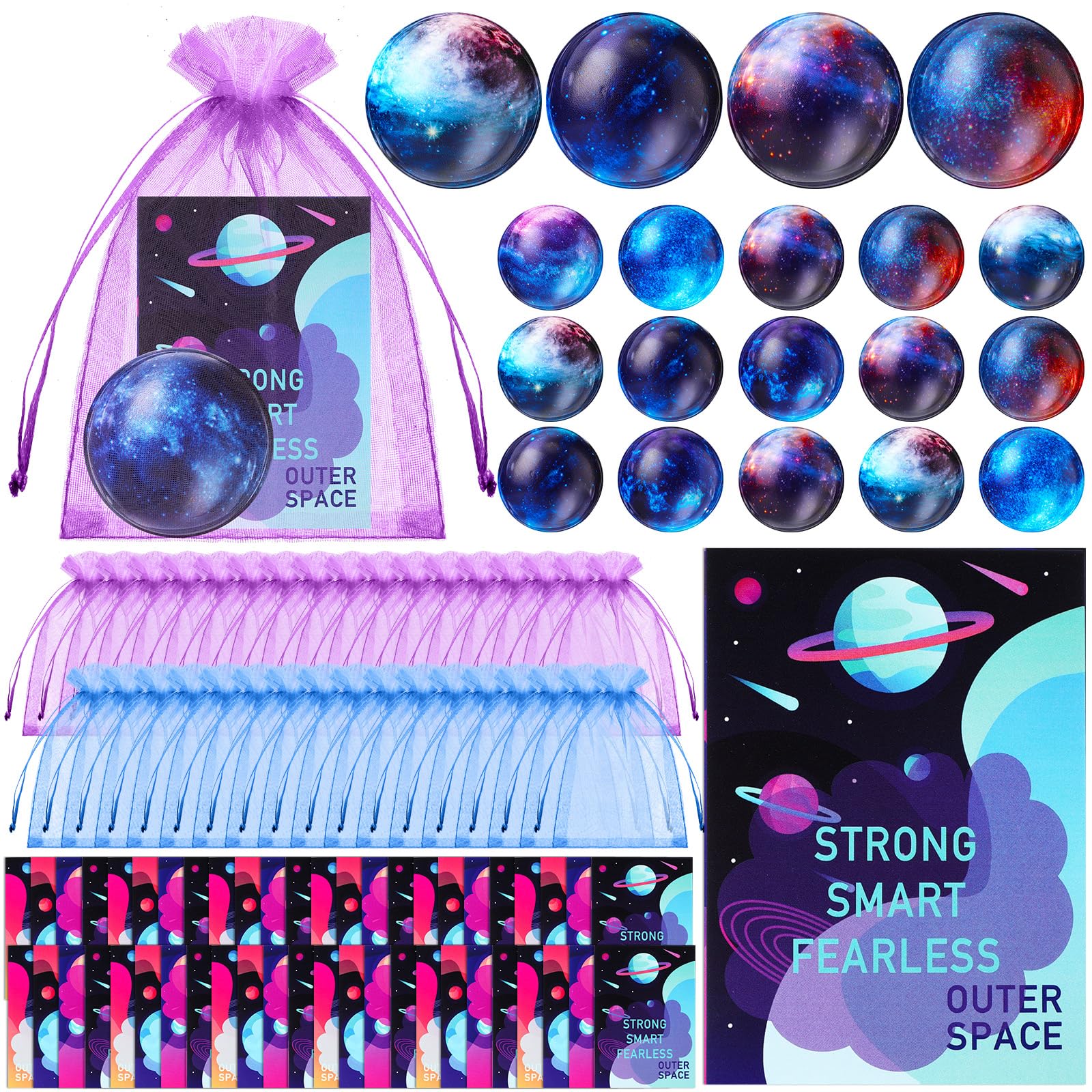 Photo 1 of Libima 150pcs Galaxy Stress Balls Gift Set 2 Inch Foam Squeeze Balls Card and Organza Bag Toys for Stress Relief Outer Space Astronaut Party Reward Adults Prize Favors Supplies