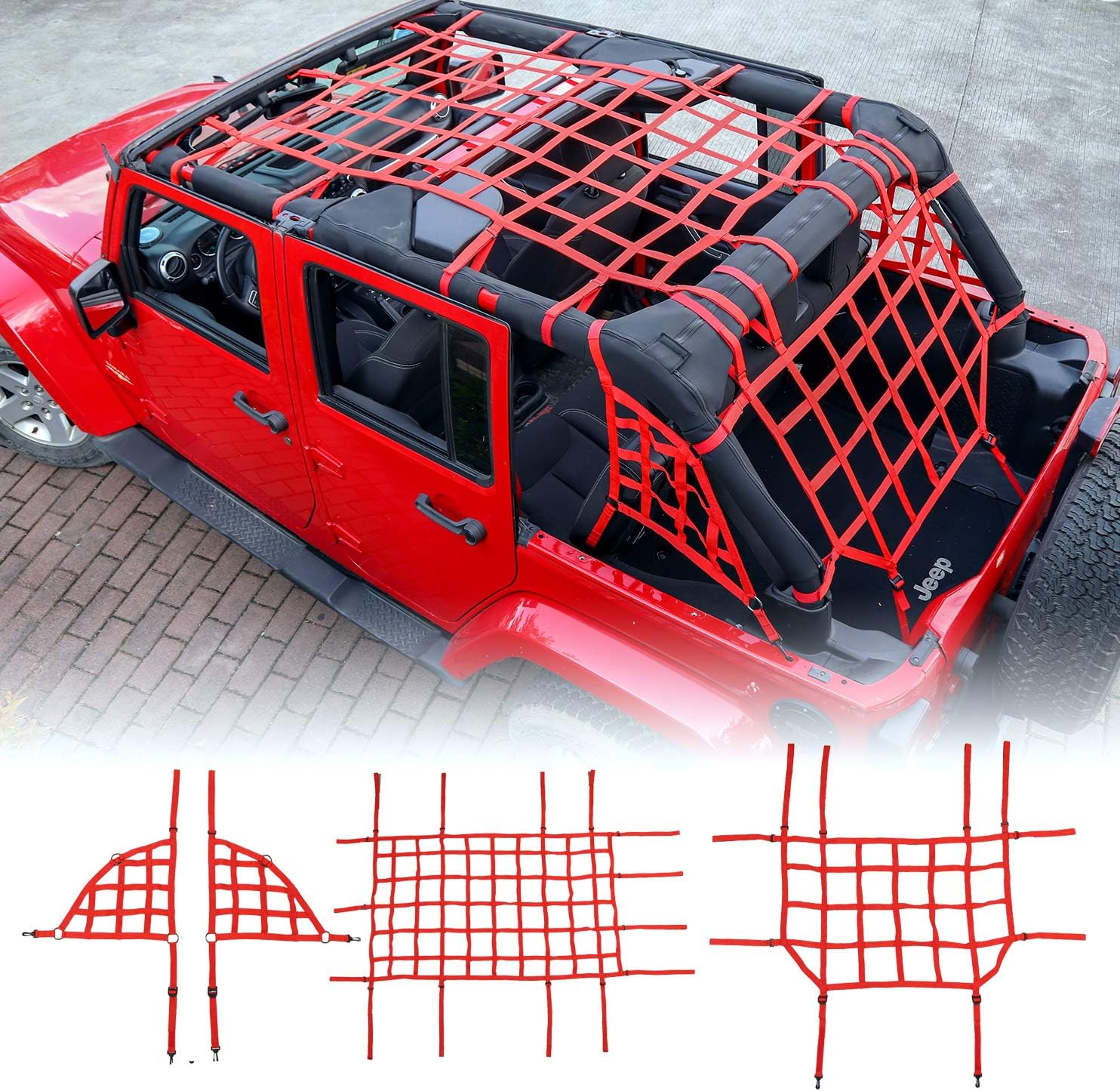 JK Cargo Net, 4 Set Cargo Net Cover for 20072018 Jeep