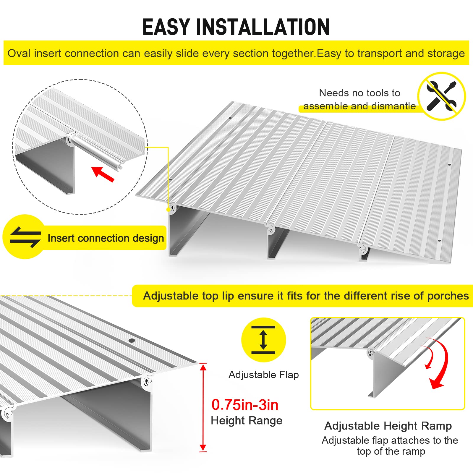 Mua Door Threshold Ramp 3" Rise Door Ramp Aluminum Entry Ramp or ...