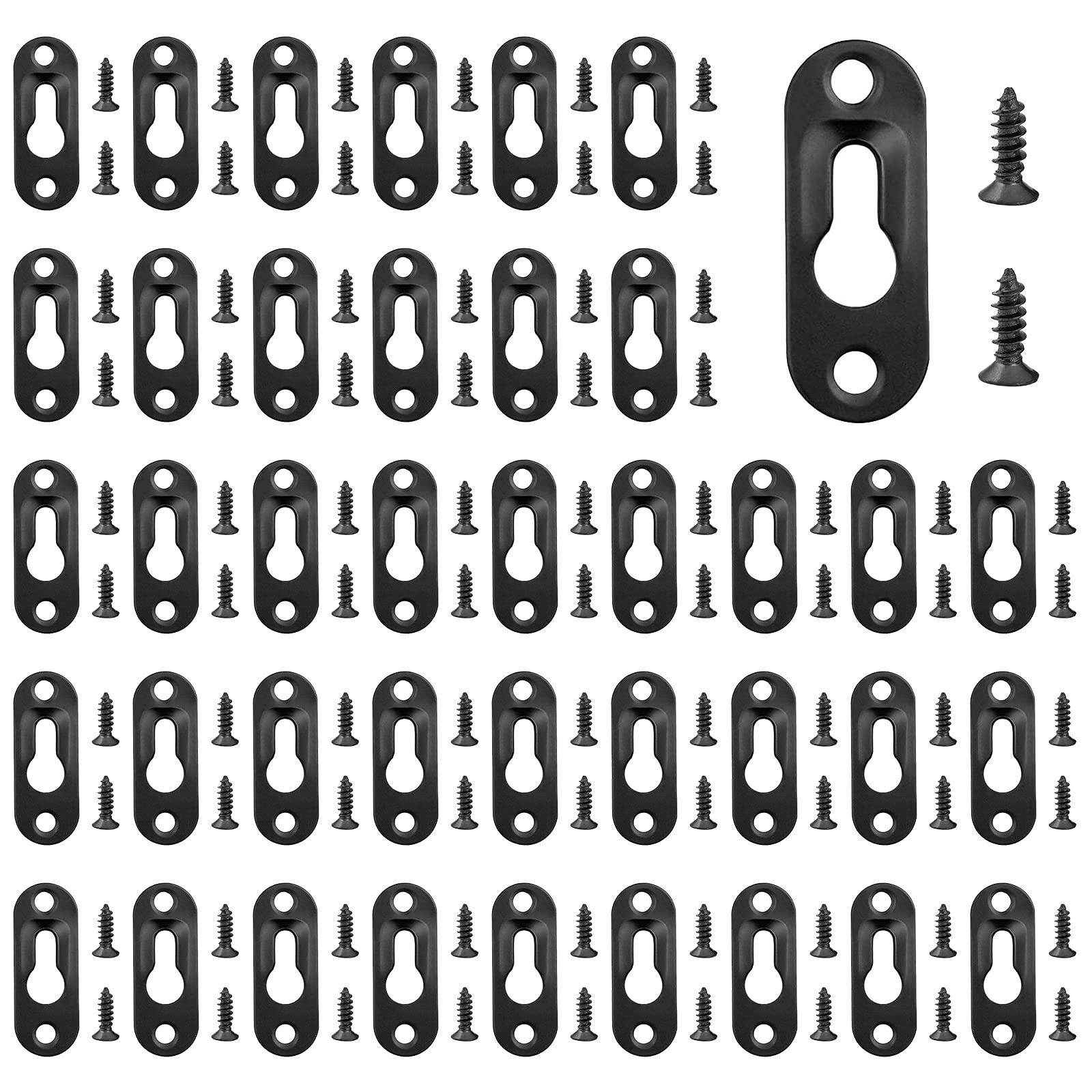 UFURMATE Keyhole Hangers with Screws, 40Pcs Keyhole Frame Hangers Metal Picture Hangers Keyhole Hanging Fasteners Keyhole Hanging Plates for Mirror Picture Frame (Black)