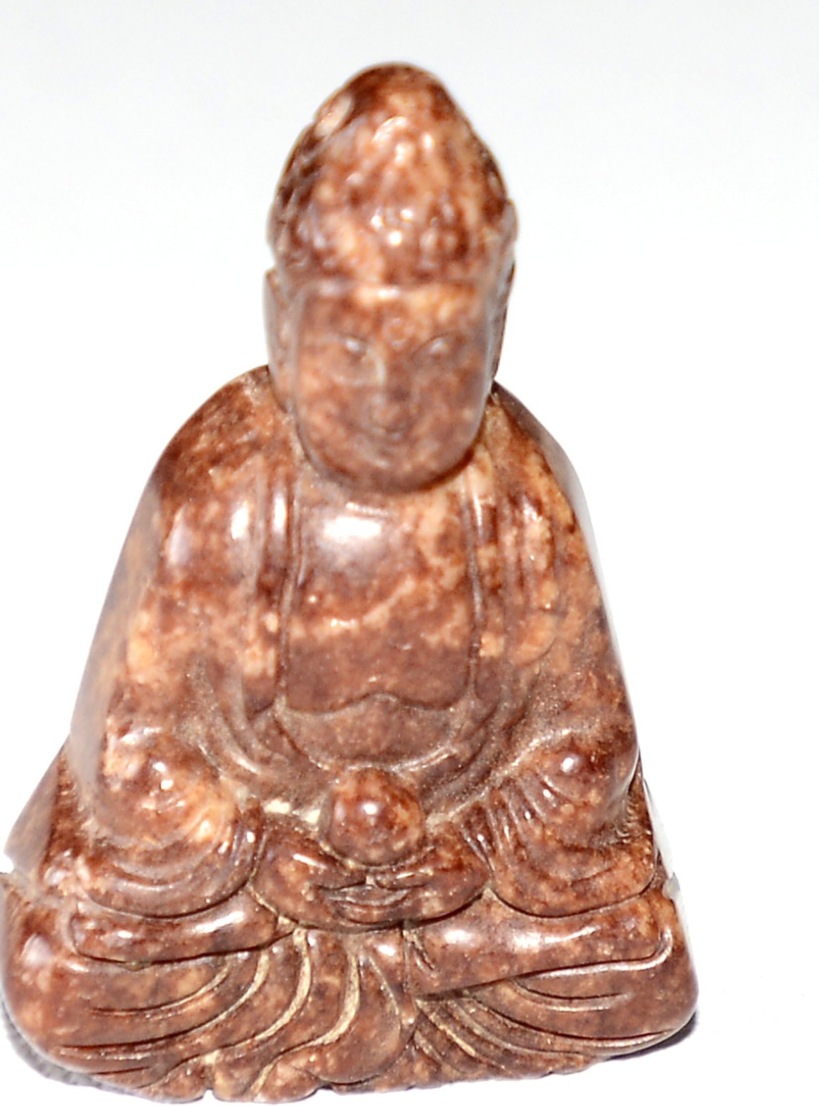 Chinese Brown Jade Hand Carved Buddha Statue for Good Luck and Prosperity(unpolished in its Natural Appearance)