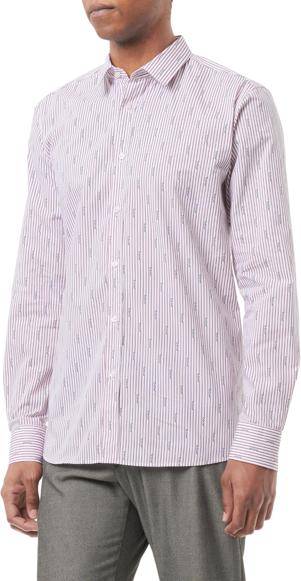 HUGO Men's Elisha02 Shirt Open Pink Size 41