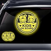2PCS Assured Signs Baby On Board Sign Stickers,Reflective Kids on Board Stickers Baby Safety Warning Decal for Cars- Bright Yellow, Durable (Kids on Board)