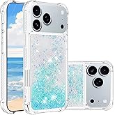 LEMAXELERS Glitter Case for iPhone 17 Pro Clear Flowing Liquid Quicksand Sparkly Bling Soft TPU Bumper Shockproof Protective Phone Cover for Apple iPhone 17 Pro 6.3 inch. YBL Star Blue