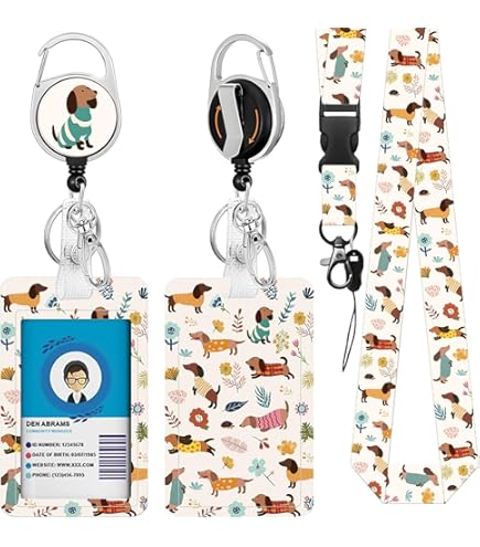 thumbnail image 2 of Amabro Cute Lanyard With ID Badge Holder, Dachshund Retractable Badge Reels With Clip Adjustable Breakaway Neck Lanyard Keychain Name Card Tag... 2 of 14