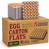 Premium Egg Cartons Bulk - 30 Cell Pulp Fiber Egg Flats for Chickens &amp; Ducks - Reusable Stackable Cardboard Tray for Home Storing &amp; Packing (20)