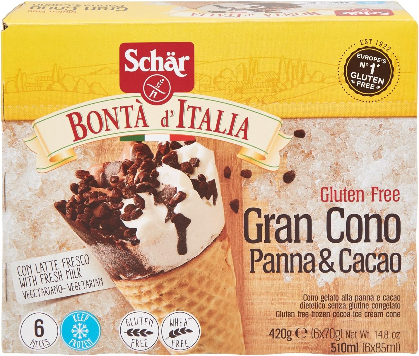 Grancono Panna E Cacao Per Celiaci Senza Glutine Bonta D Italia 6 Pezzi X 70 G Cadauno Amazon Co Uk Health Personal Care