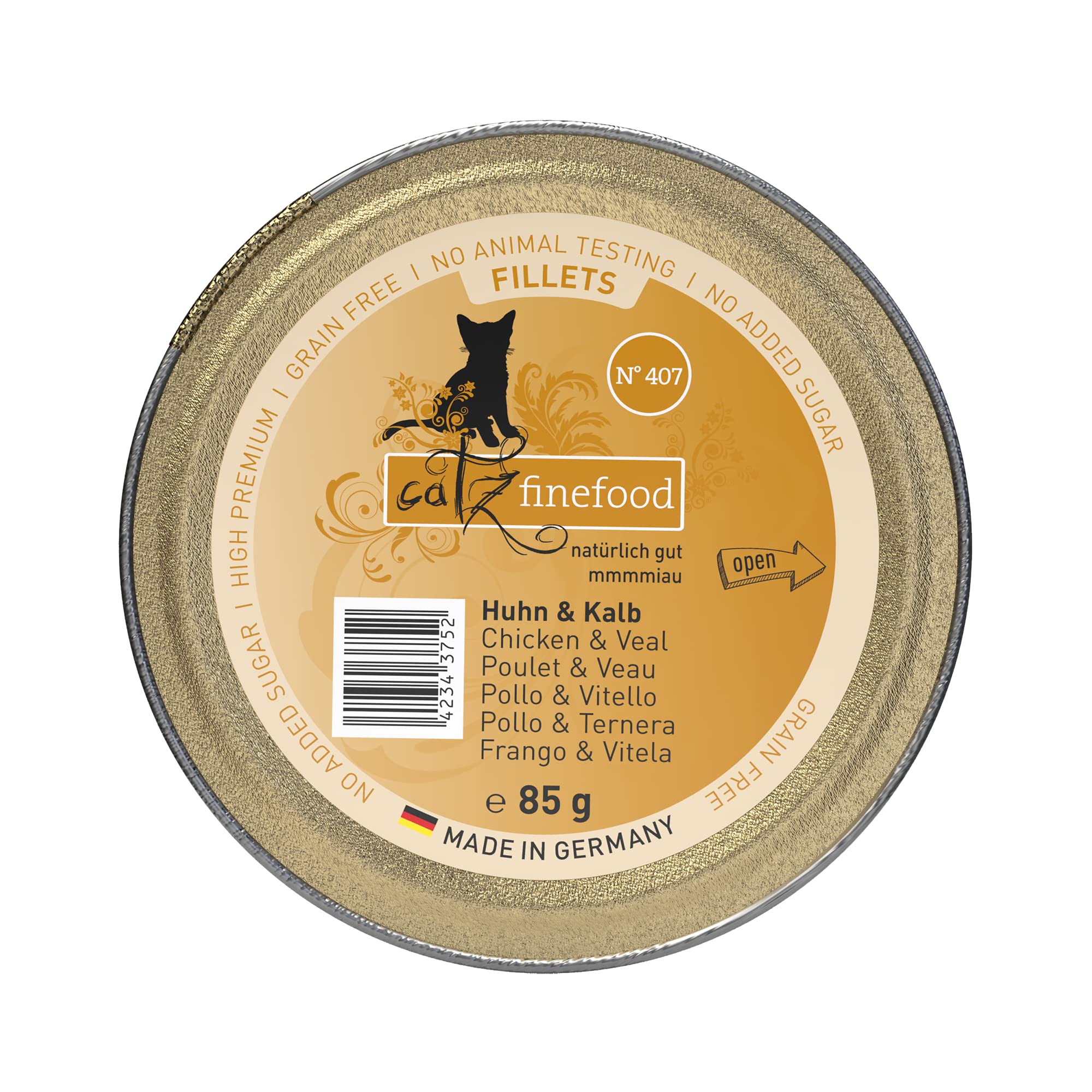 catz finefood Cat Food Wet Fine Fillets No. 407 Chicken & Veal in Jelly - Grain-Free Wet Food for Your Cat without Sugar - Fine Wet Cat Food in Jelly, 85 g (Pack of 12) โ image 1