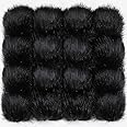Tatuo 16 Pieces Faux Fur Pom Ball DIY for Hats Shoes Scarves Bag Pompoms Keychain Charms Knitting Hat Accessories(Black)