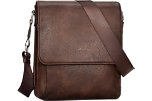 Leathario Crossbody Bags for Men, Vegan Leather Shoulder Bag, Small Messenger Bag, Side Sling Bag for Travel, Work, Daily Use