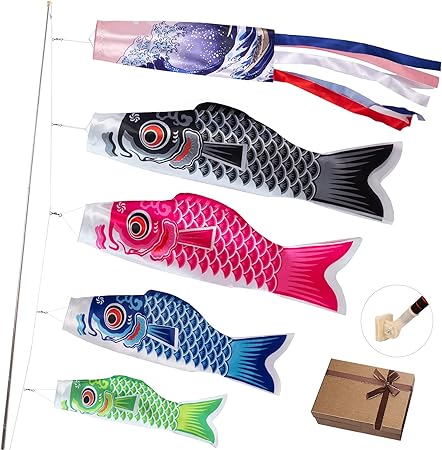 Amazon Hausprofi 鯉のぼり こいのぼり ベランダ 室内用 4色鯉のぼり 吹流し 2m伸縮スタンド ボックス 日本語説明書付き 子供の日 端午の節句 男の子 五月五日 お祝い プレゼント こいのぼり おもちゃ